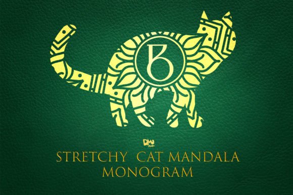 Stretchy Cat Mandala Monogram: A Playful Typeface for Whimsical Branding